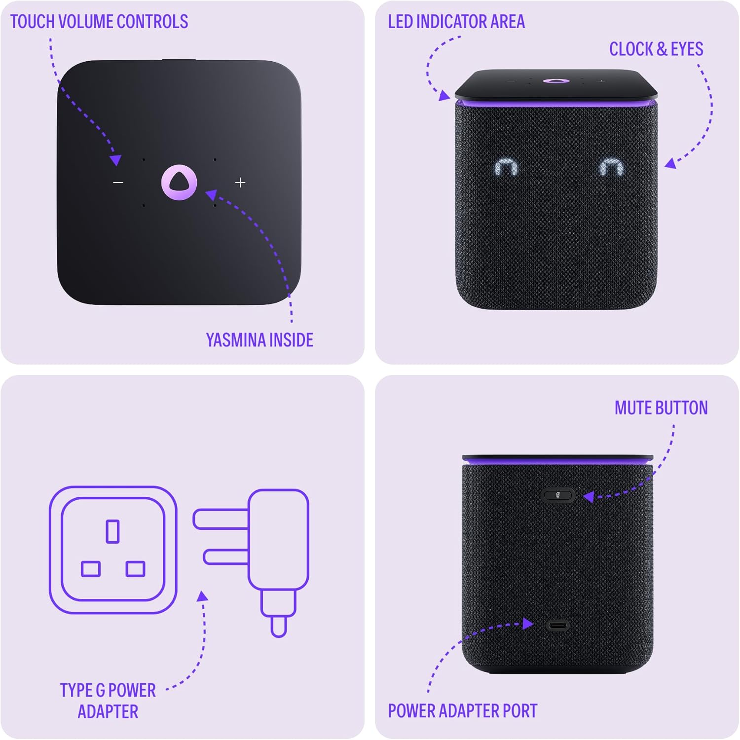 Yango Yasmina Midi | Smart AI Speaker | Premium Sound, Deep Bass & Stereo Pairing | Speaks English & Arabic | YangoPlay unlimited Movies, Series, Music, Quran | Kids Teacher & Translator | Black