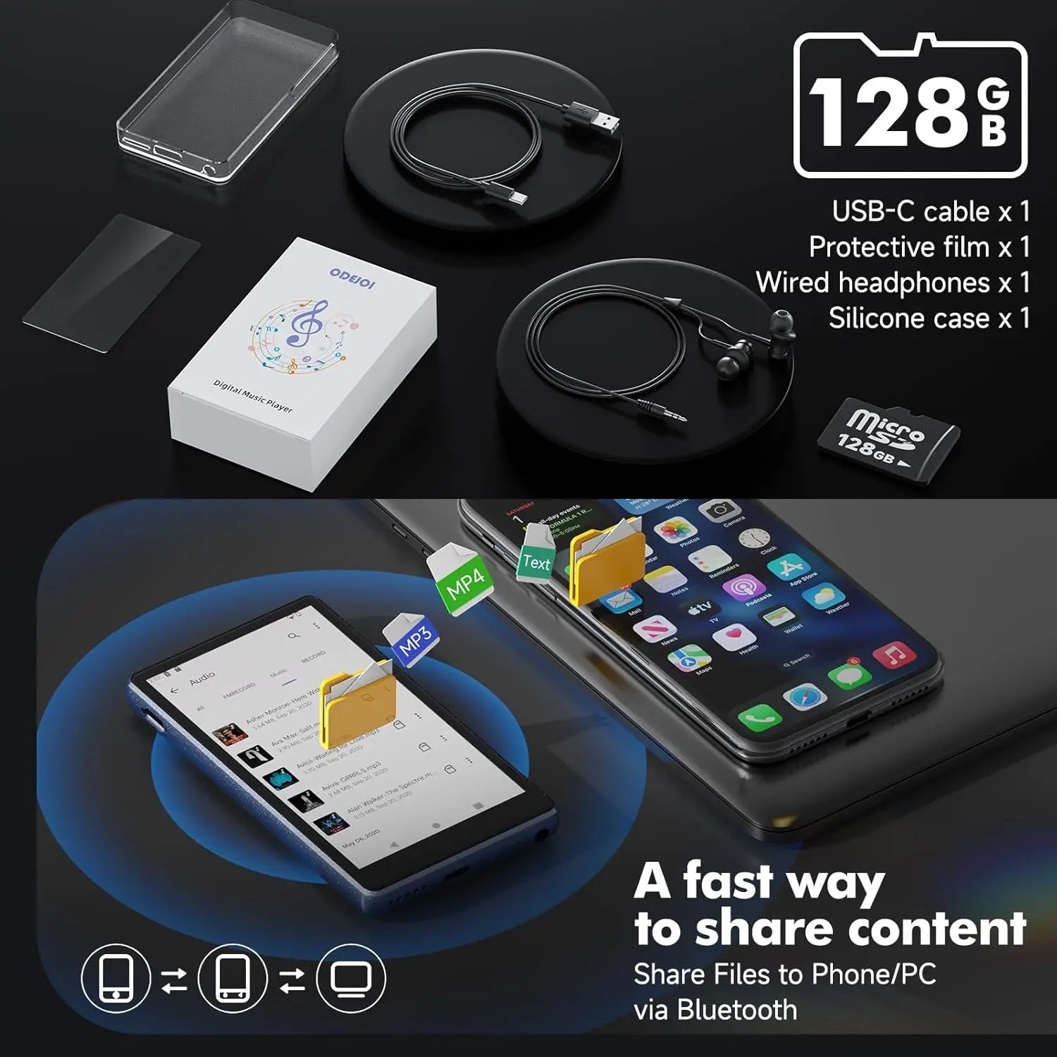 160GB Android MP3 Player with Bluetooth and WiFi, 4.5" Touchscreen MP4 Music Player with Spotify, Amazon Music, YouTube, Google Play, Speaker, Parental Control, HiFi Audio, FM Radio, Up to 1TB