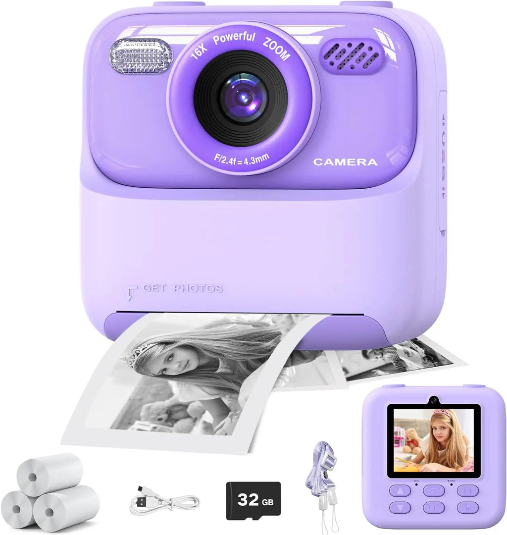 Masterbee Instant Camera, Kids Gift, 3-12 Years, Purple