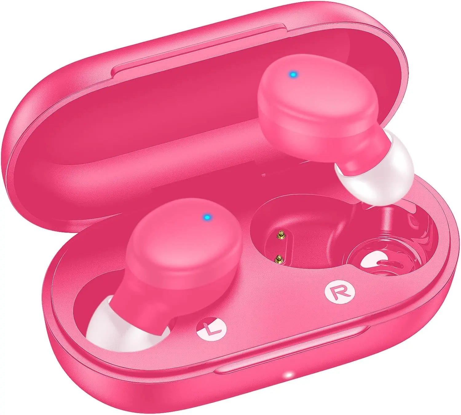 kurdene Wireless Earbuds Bluetooth 5.3 in Ear Buds Light-Weight Headphones,Deep Bass Sound,Built-in Mics Headset,Clear Calls Earphones for Sports Workout Hot Pink