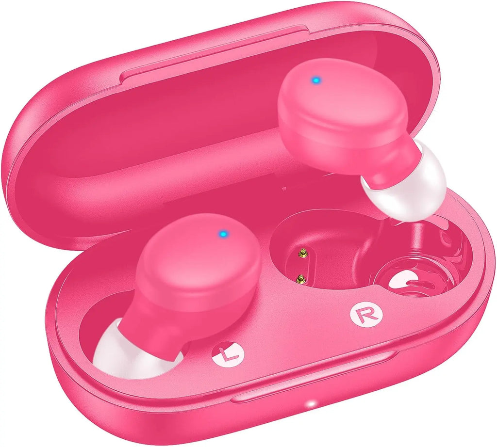 kurdene Wireless Earbuds Bluetooth 5.3 in Ear Buds Light-Weight Headphones,Deep Bass Sound,Built-in Mics Headset,Clear Calls Earphones for Sports Workout Hot Pink
