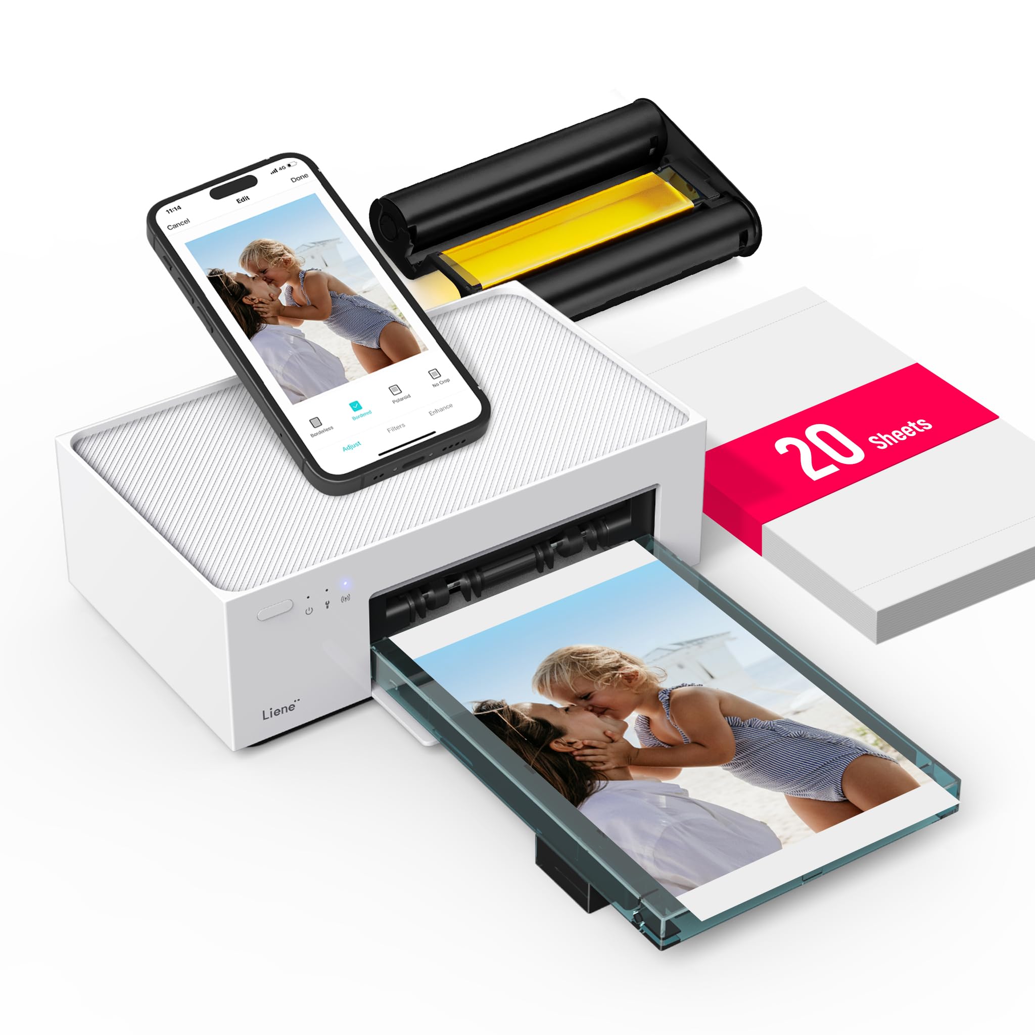 Liene Pearl K100 2x3'' Portable Photo Printer, Portable Phone Printer with 50 Zink Photo Paper Sticker, Bluetooth Printer for iOS & Android, Mini Instant Printer for iPhone