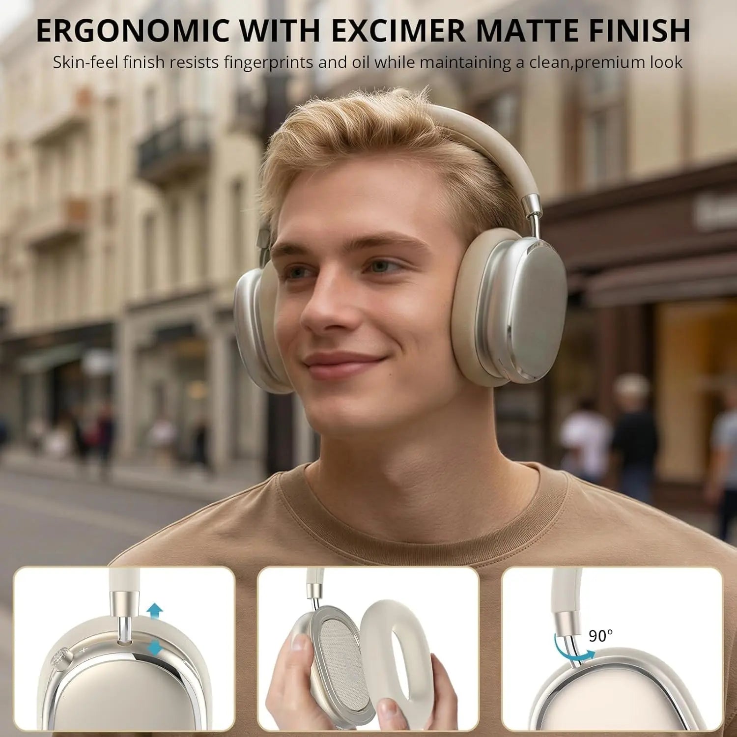 NC95 Hybrid Active Noise Cancelling Headphones with Knob Control, 65H Playtime Over Ear Headphones Wireless Bluetooth 6.0, App Control, Hi-Res Audio, Comfort Fit, Clear Calls for Travel/Workout