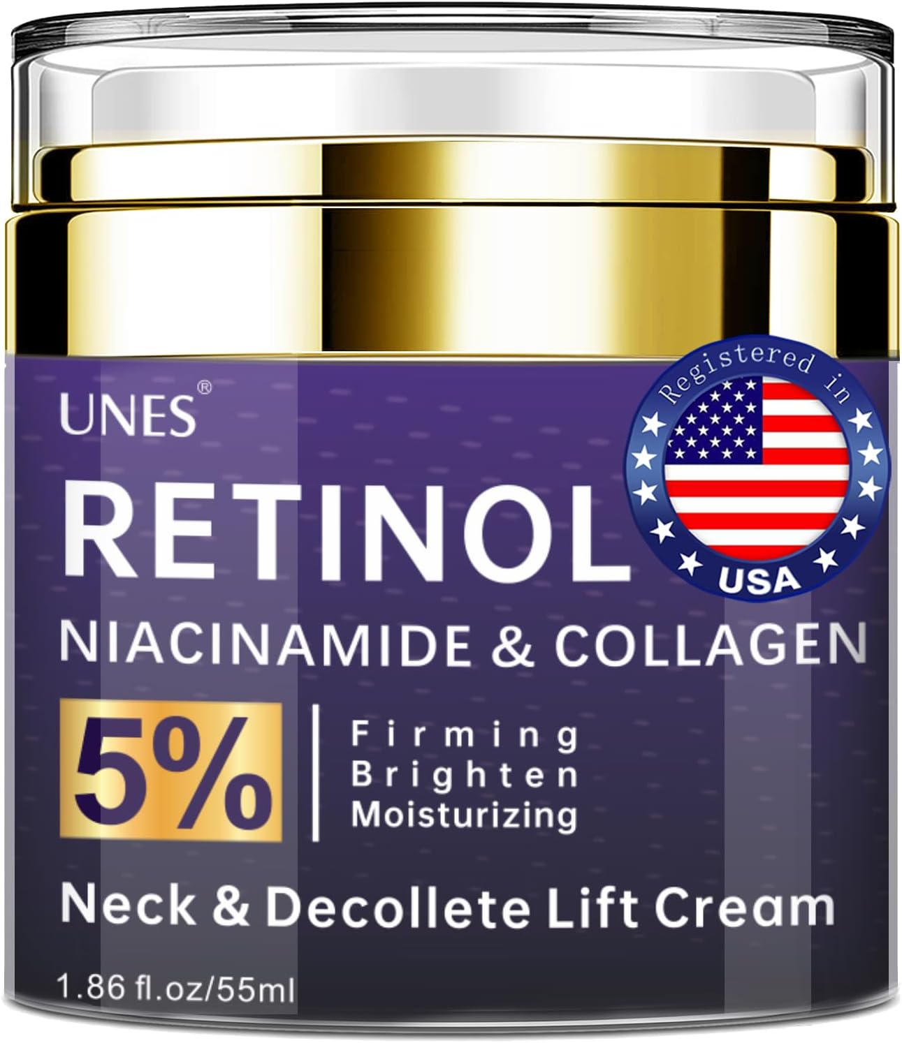 Unes Neck Firming Cream for Women & Men, Day & Night Face Moisturizer Cream for Hydration and Anti-Aging, Deep Tighten and Lift Neck with Retinol & Collagen(1.86 oz)