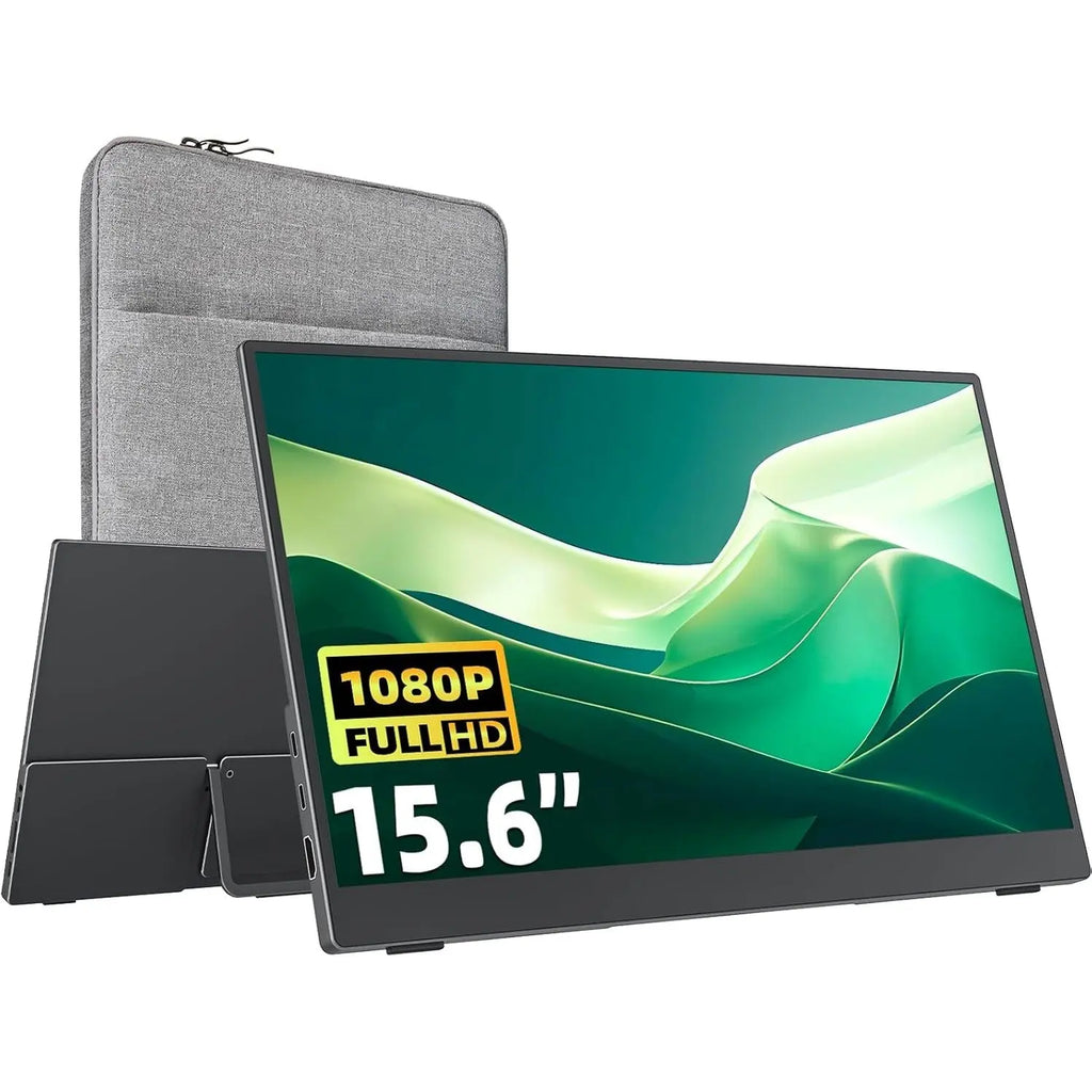 cocopar Portable Monitor 15.6 Inch 1080P Travel Monitor 85% sRGB with Speaker HDMI USB-C External Display for Laptop MacBook Surface PC Xbox PS4/5, VESA Mountable with Kickstand