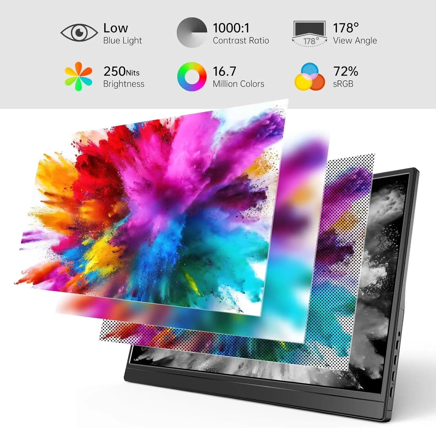 Yxk Portable Monitor 15.6 Inch 1080P USB-C HDMI Ultra-Slim Travel Monitor with Kickstand, for Laptop, PC, Mac Phone, PS, Xbox, Swich IPS Ultra-Thin Zero Frame Gaming Monitor