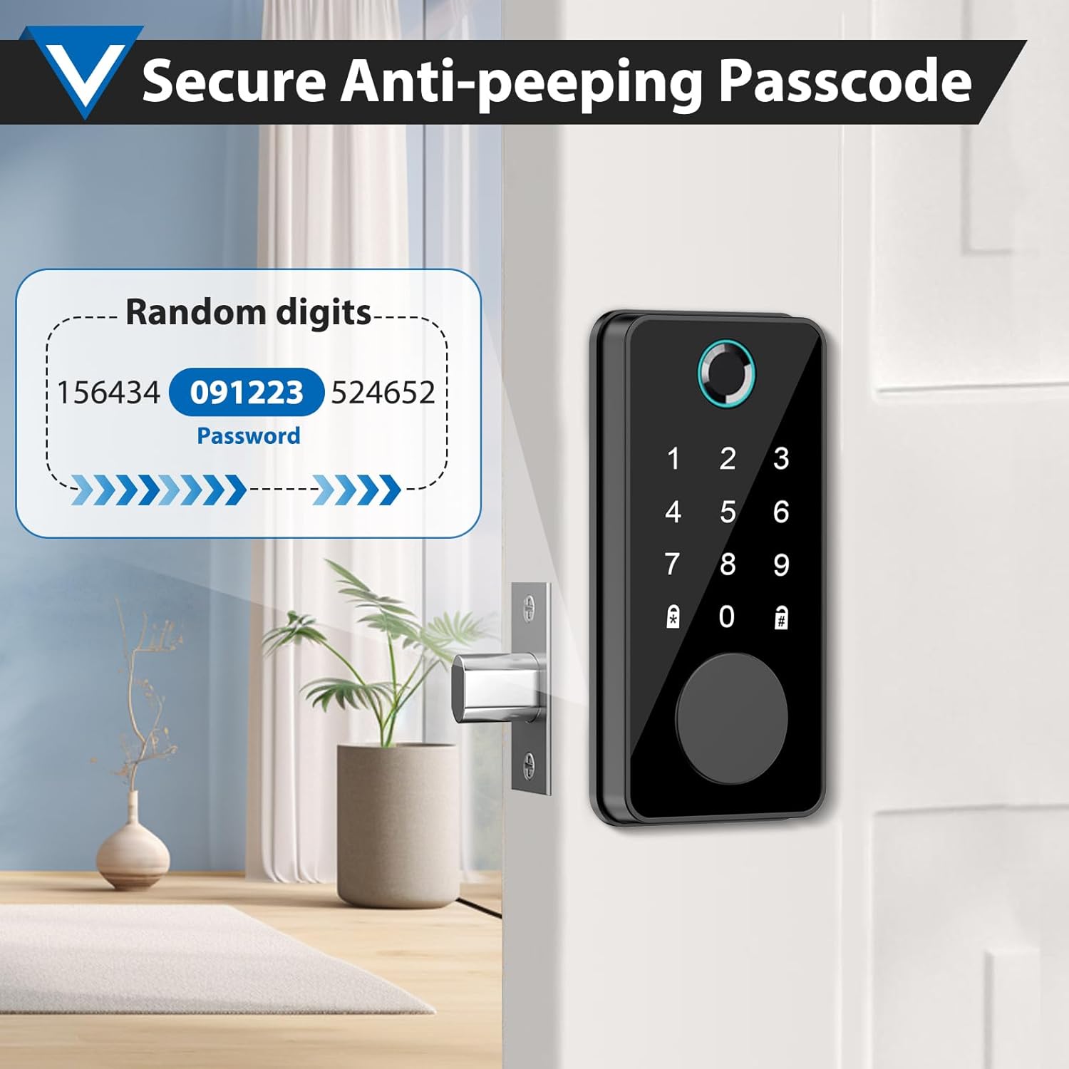 Smart Fingerprint Door Lock, Keyless Entry, Keypad Password, Electronic Biometric Identification, Digital Touchscreen Deadbolt Auto Lock for Home/Hotel/Office/Apartment