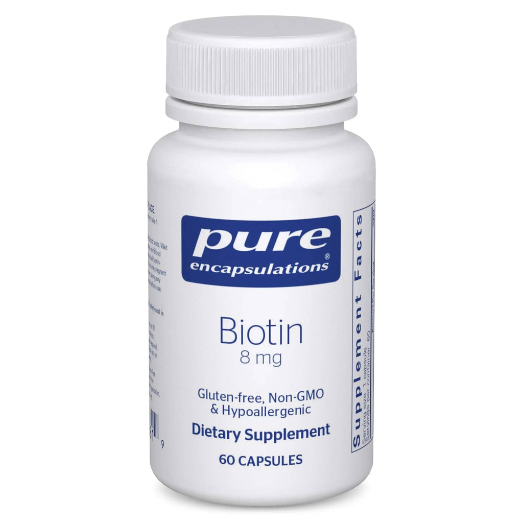 Pure Encapsulations Biotin 8 mg - B Vitamin Supplement to Aid Stress Relief, Hair, Skin & Nail Strengthening, Metabolism, Carbohydrate Support & Nervous System* - with Premium Biotin - 120 Capsules
