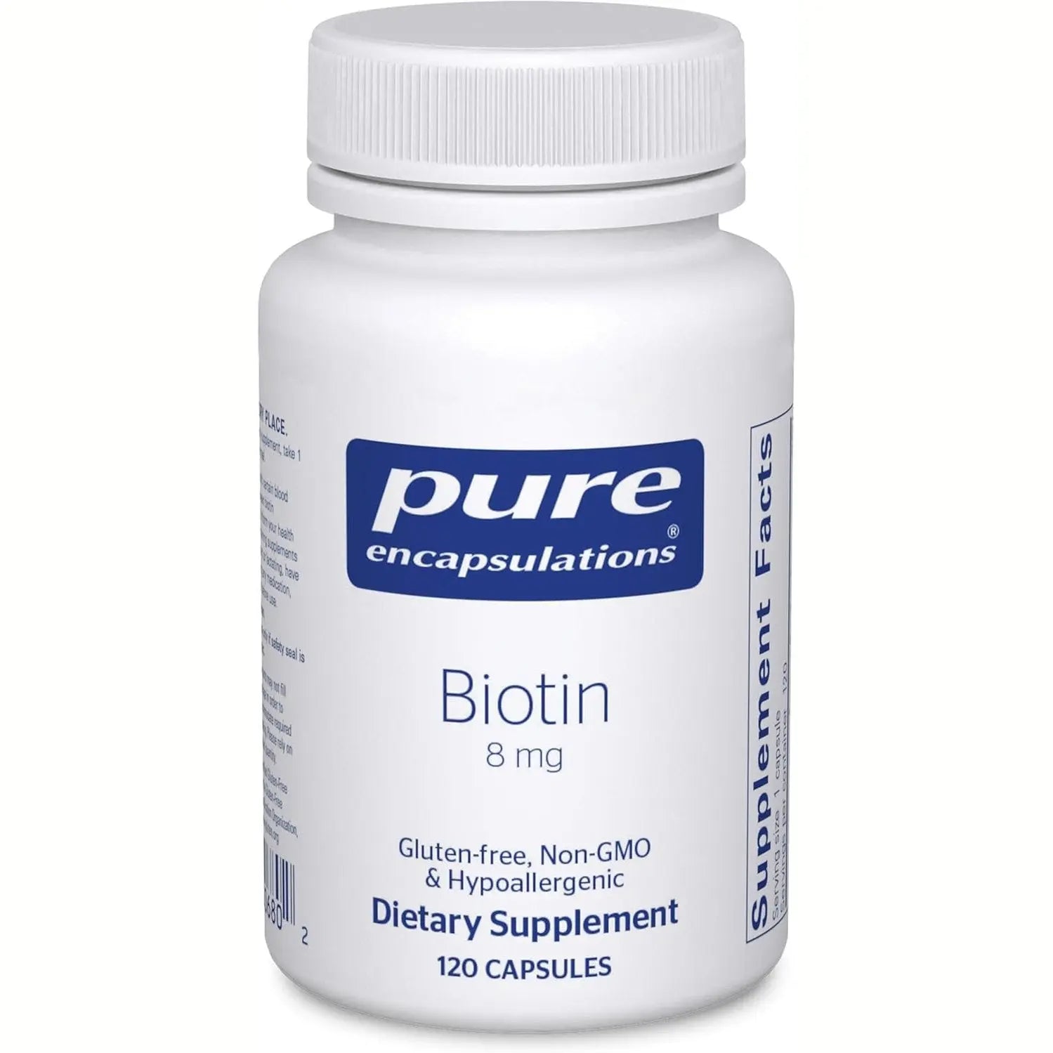 Pure Encapsulations Biotin 8 mg - B Vitamin Supplement to Aid Stress Relief, Hair, Skin & Nail Strengthening, Metabolism, Carbohydrate Support & Nervous System* - with Premium Biotin - 120 Capsules