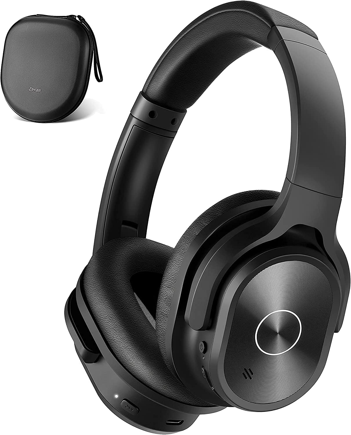 zihnic Bluetooth Active Noise Cancelling Headphones, 40H Playtime Wireless Bluetooth Headset with Deep Bass Hi-FI Stereo Sound, Comfortable Earbuds for Travel/Home/Office