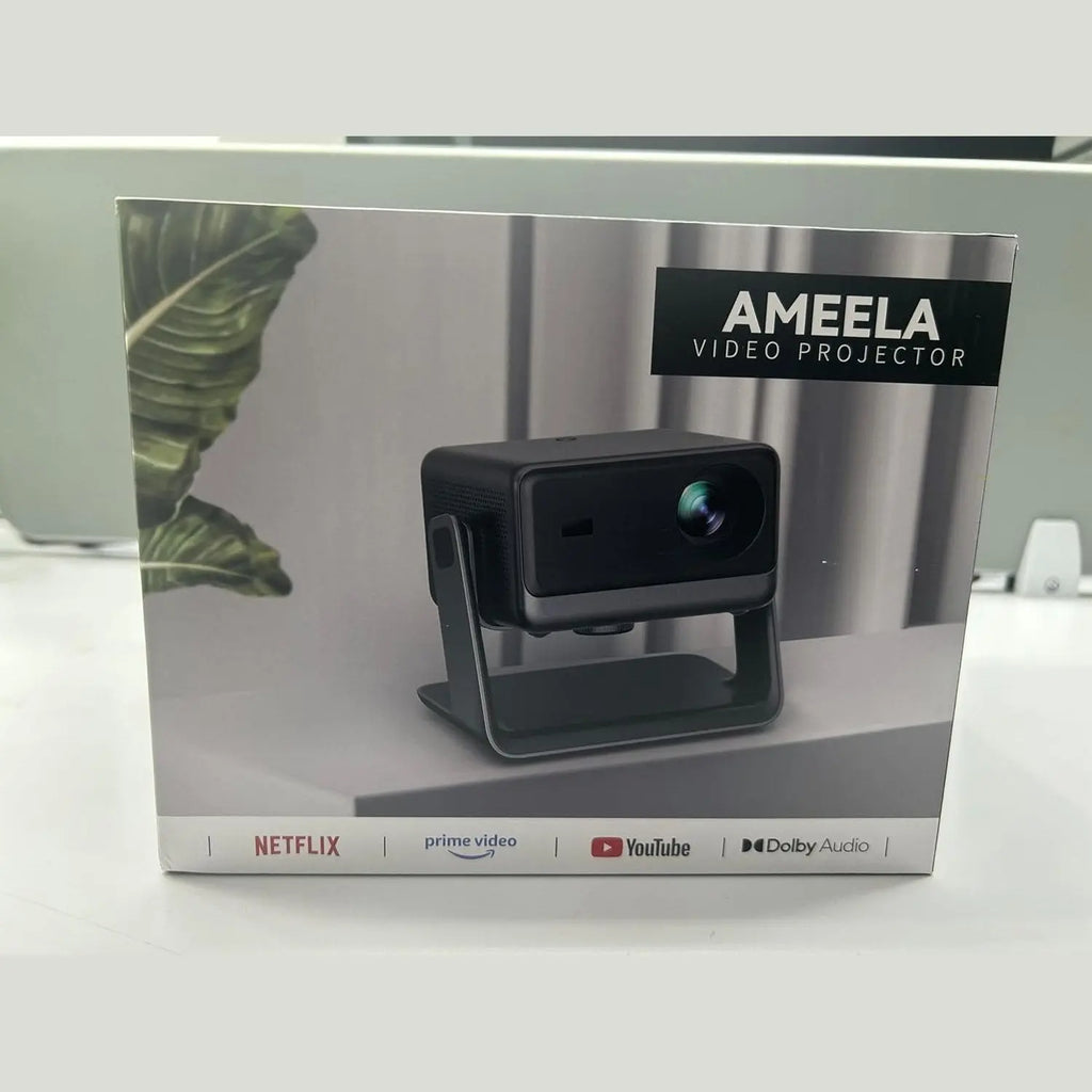 Beamer【Netflix Official and Dolby Audio】 AMEELA 1080P projector with WiFi and Bluetooth, 30000 lumens autofocus/trapezoidal correction, more than 100,000 applications and support 4K projector, video