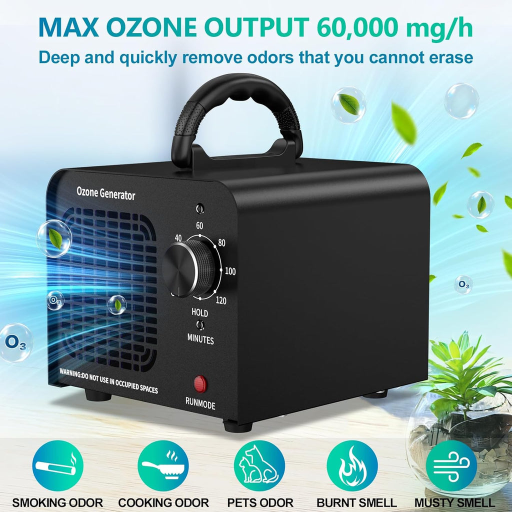 ODUOD Ozone Generator 40000mg/h, Ozone Machine Ionizer-High Capacity Ozone Odor Eliminator for Car/Home/Smoke/Pet Odor(Black)