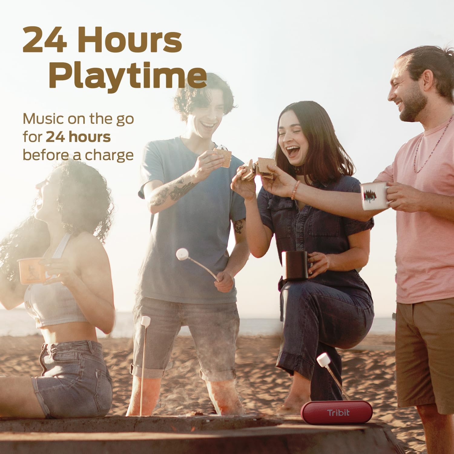 Tribit Bluetooth Speaker, XSound Go Speaker with 16W Loud Sound & Deeper Bass, 24H Playtime, IPX7 Waterproof, Bluetooth 5.0 TWS Pairing Portable Wireless Speaker for Home, Outdoor (Red)