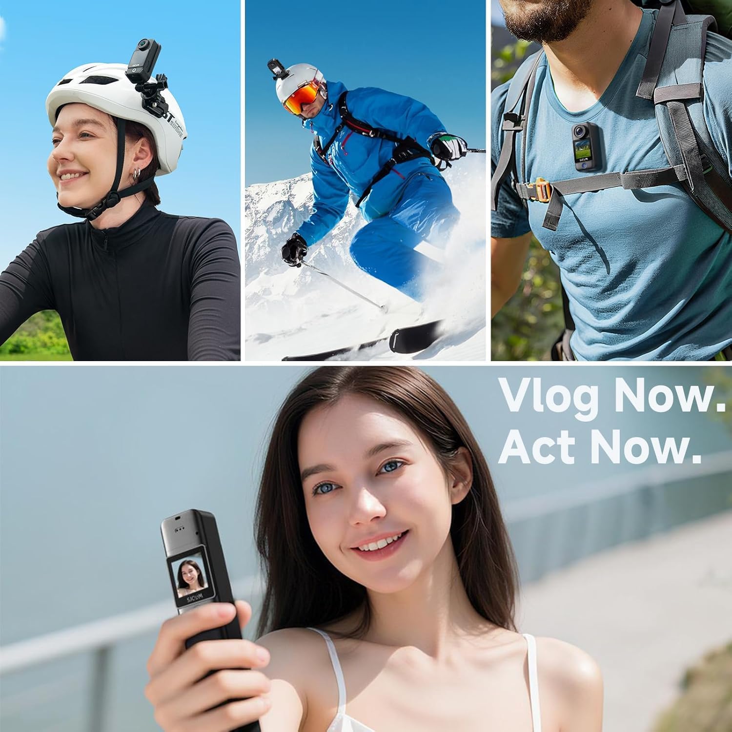 SJCAM C300 Pocket Vlog Camera Action Cam 4K, 7-Hour Battery Life, 6-Axis Stabilization, Dual Touch Screen Body Camera, 30 Metres Waterproof, for Vlogging and YouTube Live Streaming