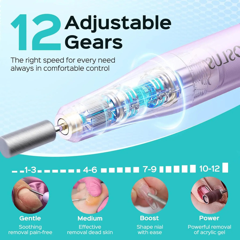 COSLUS Nail Drill, Portable Cordless C50,Purple