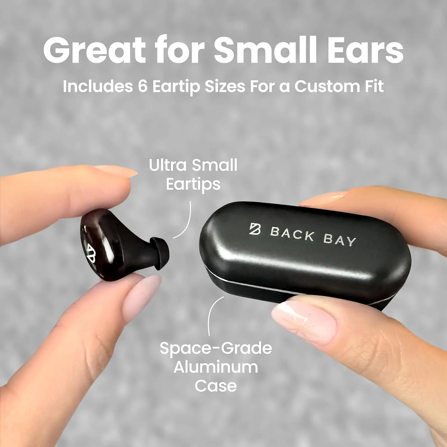 Back Bay Audio Tempo 30 Wireless Earbuds for Small Ears, Black Bluetooth 5.0 In-Ear Earbuds with 32 Hours Battery Life, IPX7 Waterproof, Extra Bass Mode, Dual Microphones