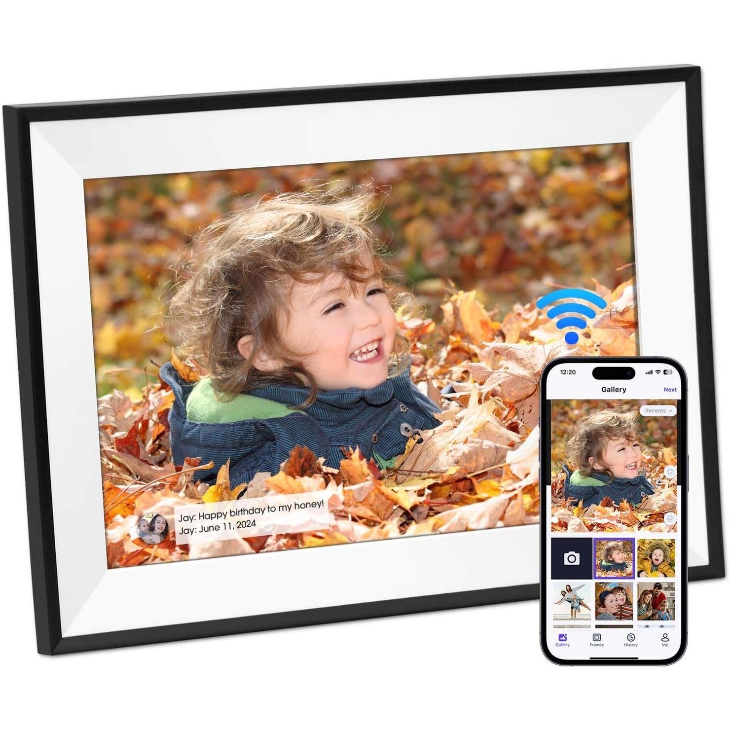 10.1" Digital Picture Frame,1280x800 HD IPS Touch Screen Photo Frame Electronic, 32GB Memory,Auto-Rotate, Wall Mounted, Easy Setup，Send Photos/Videos from Phone Instantly via Uhale App, White