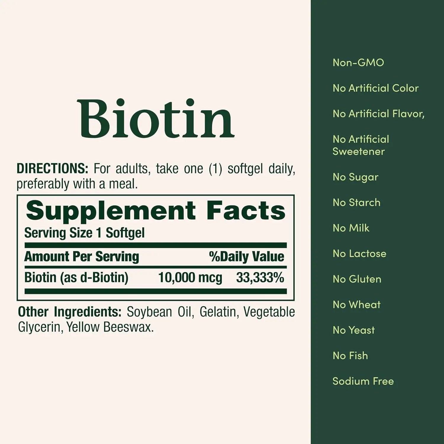 Nature's Bounty Biotin Hair Skin and Nails Vitamins, Supports Healthy Hair, Skin and Nails, 10,000 mcg, 120 Softgels (Pack of 1)