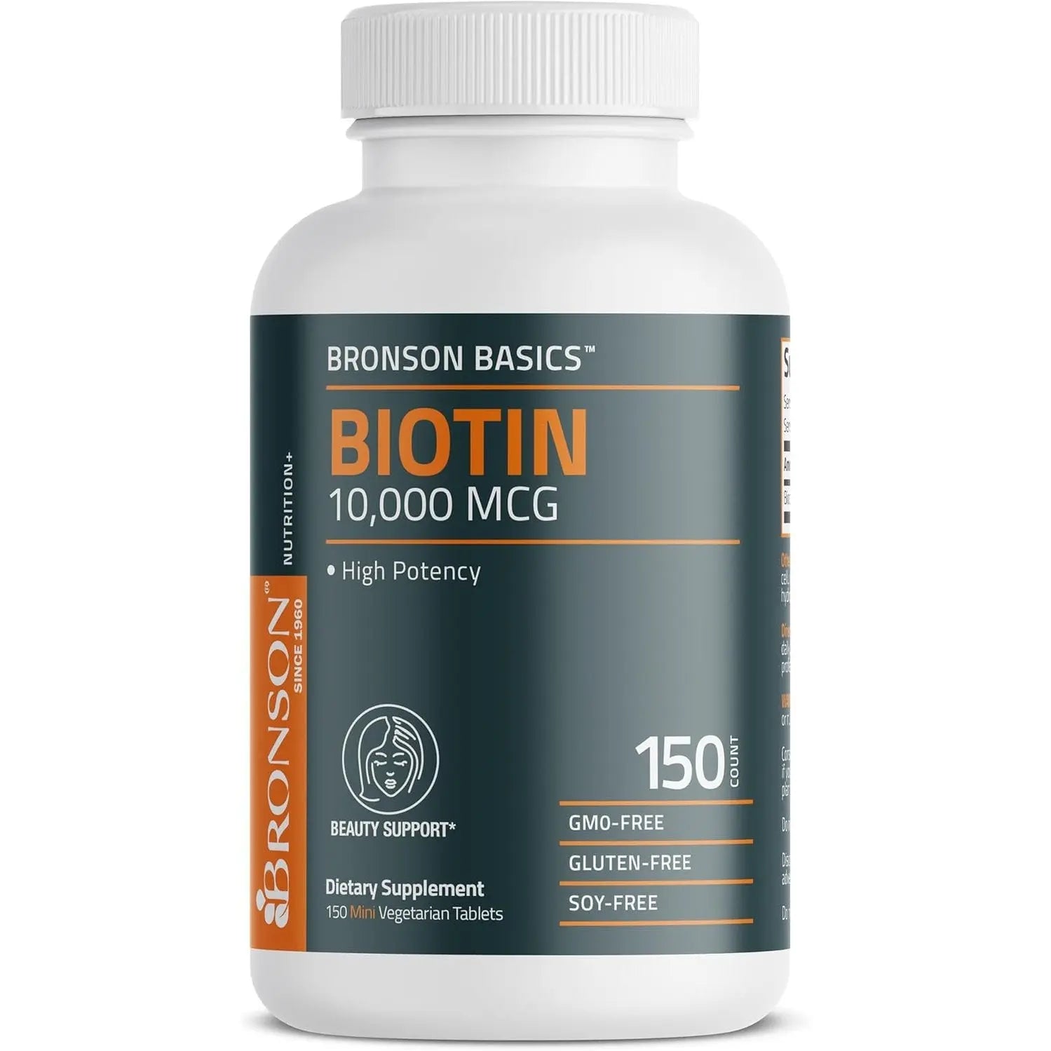 Bronson Biotin 10,000mcg, Supports Healthy Hair, Skin and Nails, Vegetarian, Non-GMO, 150 Tablets