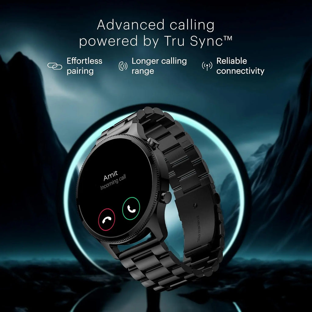 Noise Halo Plus Elite Edition Smartwatch with 1.46 Inch Super AMOLED Display, Stainless Steel Finish Metallic Straps, 4-Stage Sleep Tracker, Upto 7 Days Battery, Effortless Communication