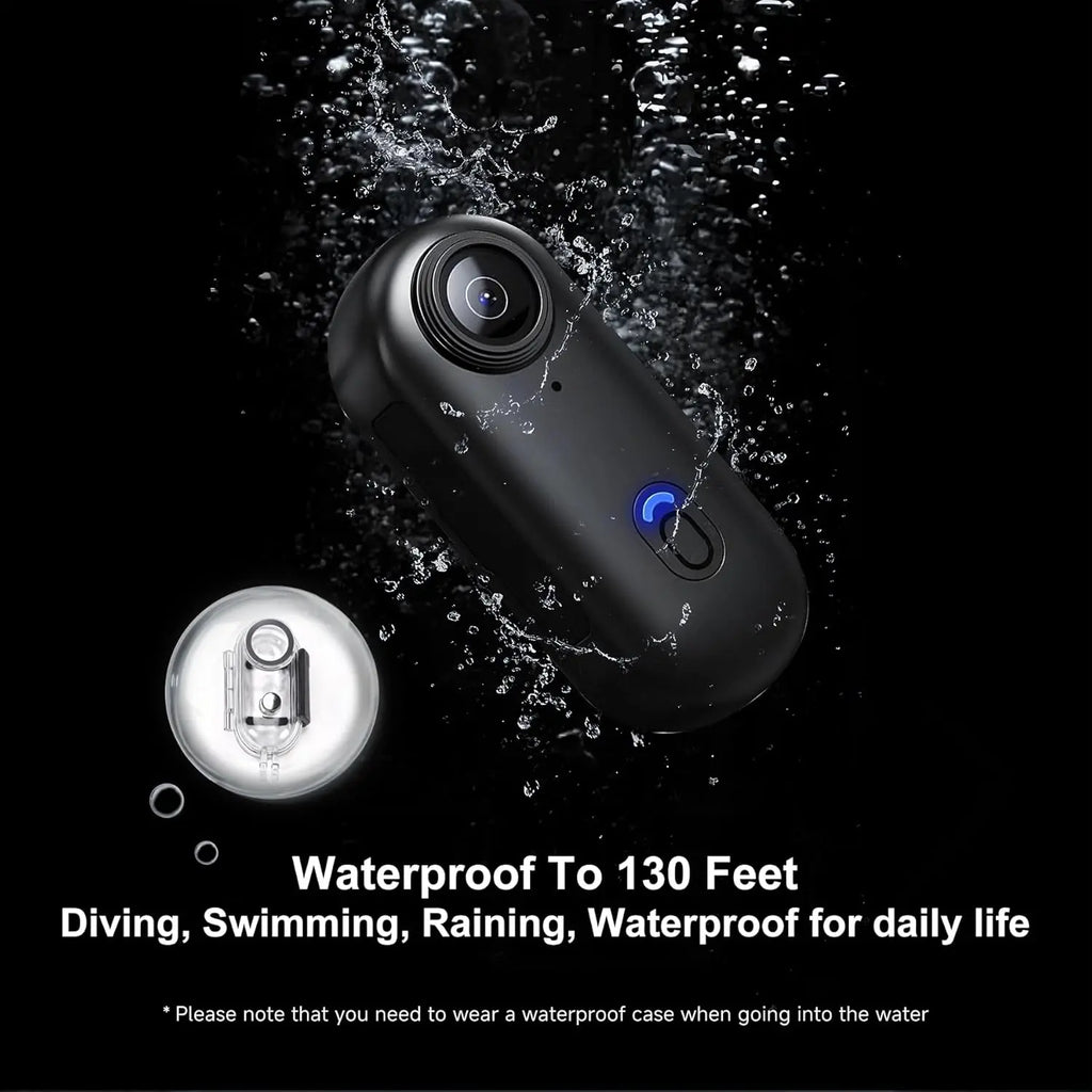 4K Thumb Action Camera | 128G Sports Camera for POV Photoshooting: Waterproof Sports Camera The Size of a Thumb Suitable for Running Cycling Swimming Hiking Adventure Etc (White)