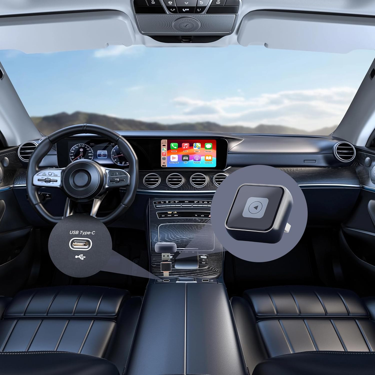 Aieloar Wireless CarPlay Adapter UK for iPhone, Wireless Carplay Dongle adaptor with Fast Connection-90 Degrees