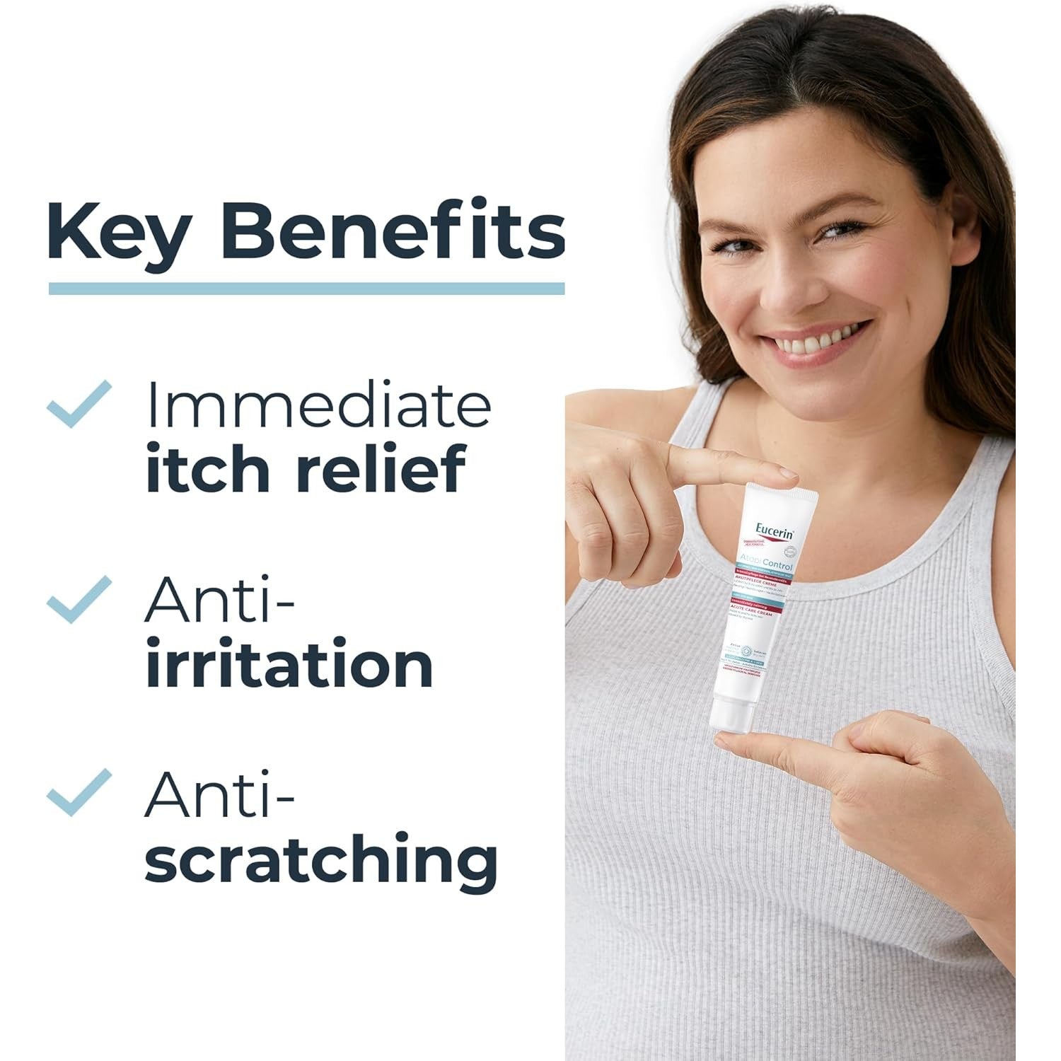 Eucerin AtopiControl Acute Care Body Cream with Ceramides, Relieves Locatized Irritation & Itch, Intensive Care for Dry, Atopic and Sensitive Skin, Fragrance and Paraben-Free, 40ml