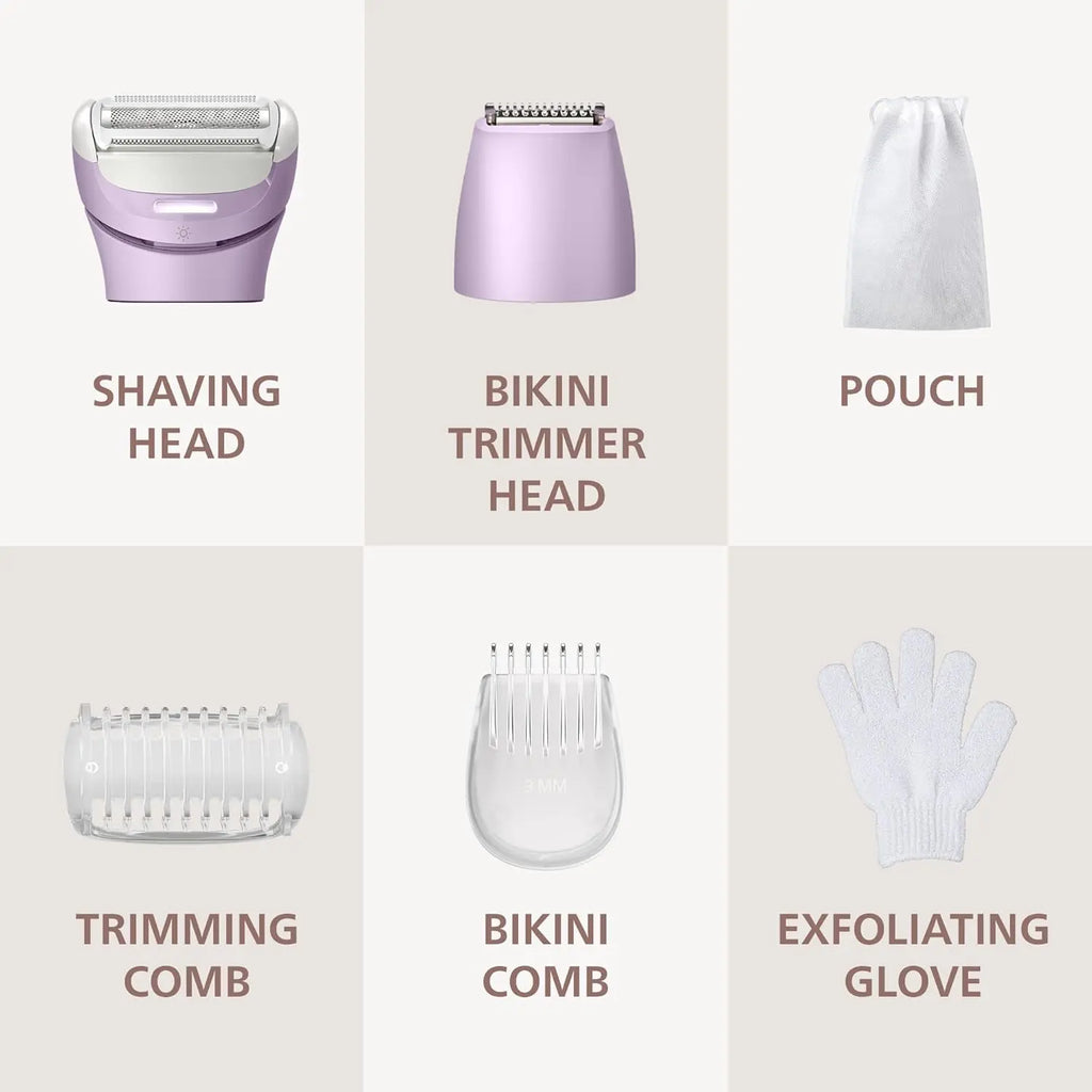 Philips Lady Electric Shaver Series 8000 with Flex Head for Women, Cordless, Wet & Dry with 5 Accessories (BRL149/00)