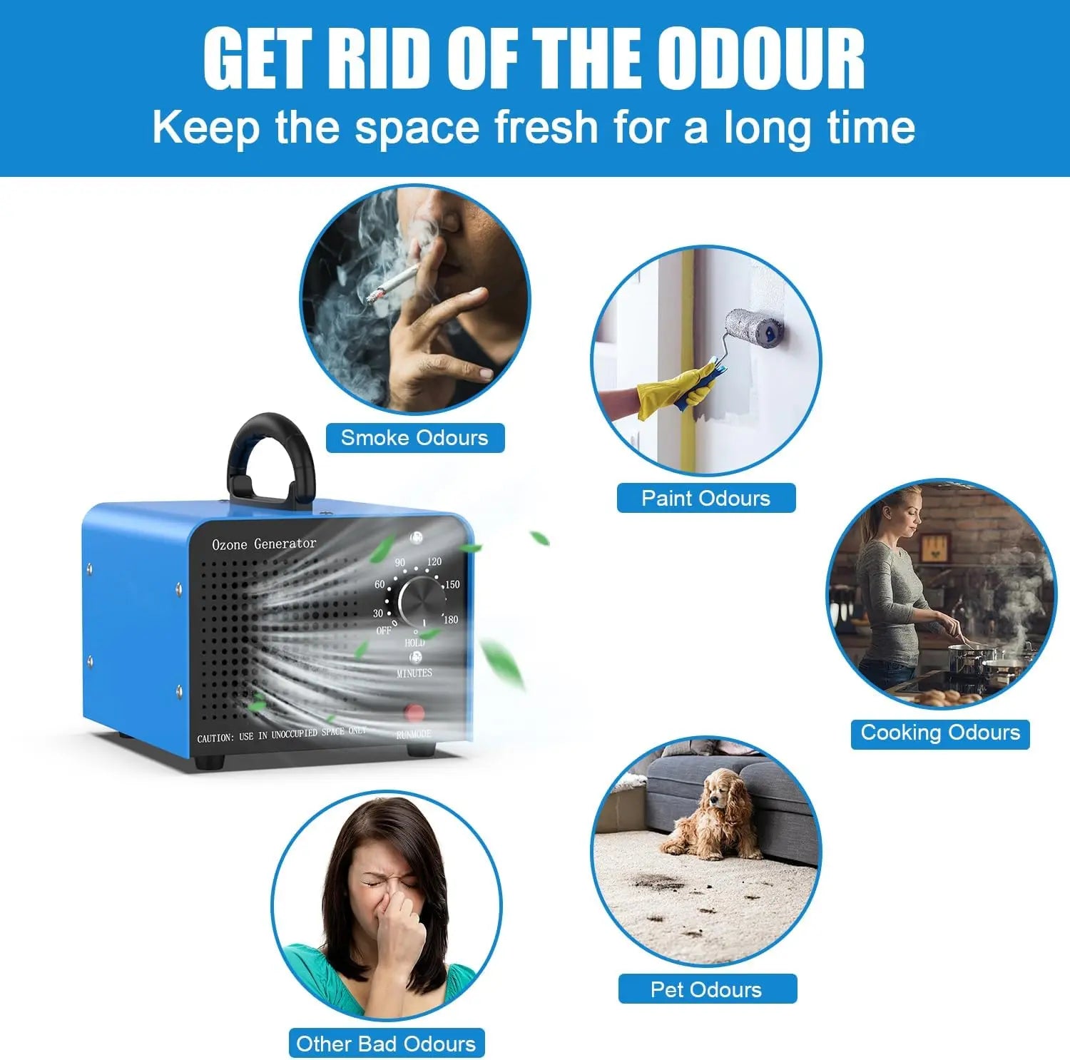 0zone Generator, 30000mg/h 0zone Machine Ionizer for Home/Basement/Smoke/Pet Room
