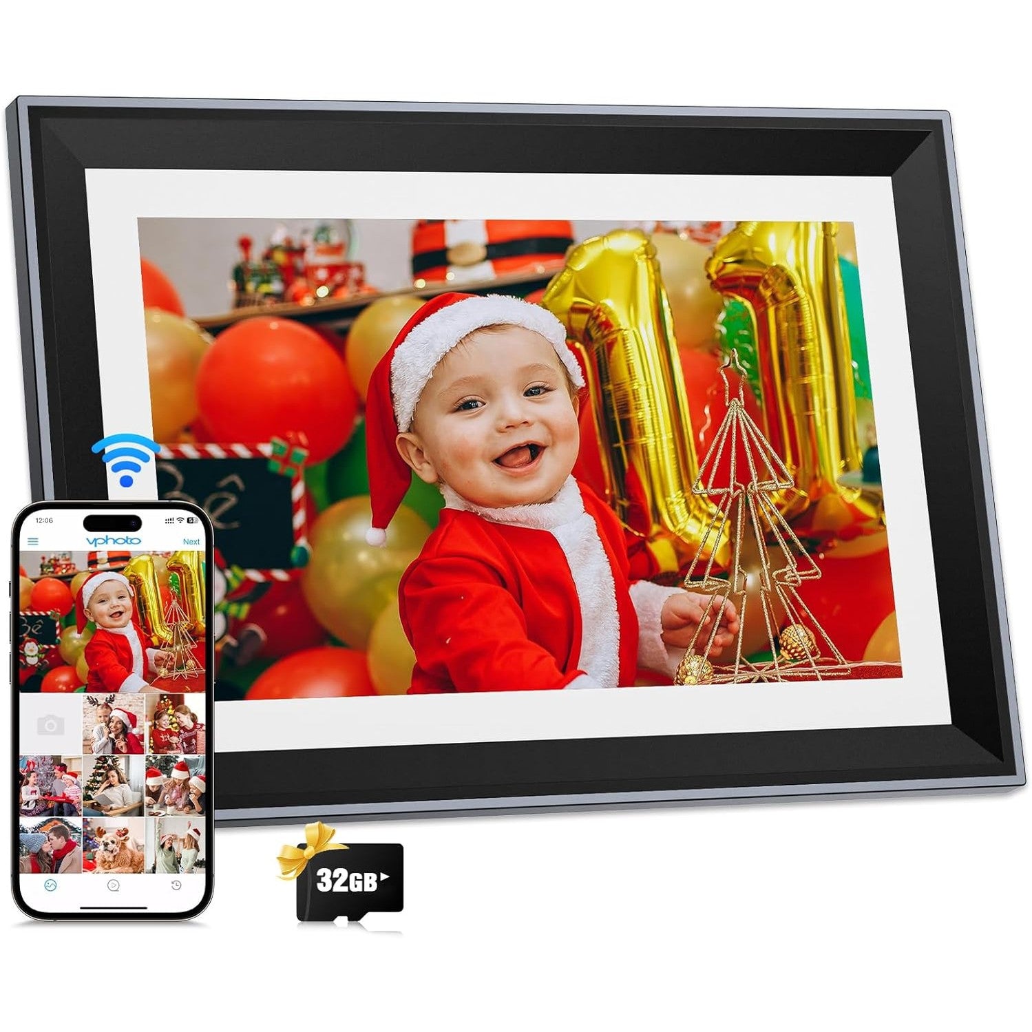 FamBrow 10.1 Inch WiFi Digital Photo Frame, Electronic Picture Frame with 16GB Storage+32GB Card, Digital Picture Frame with 1280x800 HD IPS Touch Screen, Instant Photo/Video Sharing via App