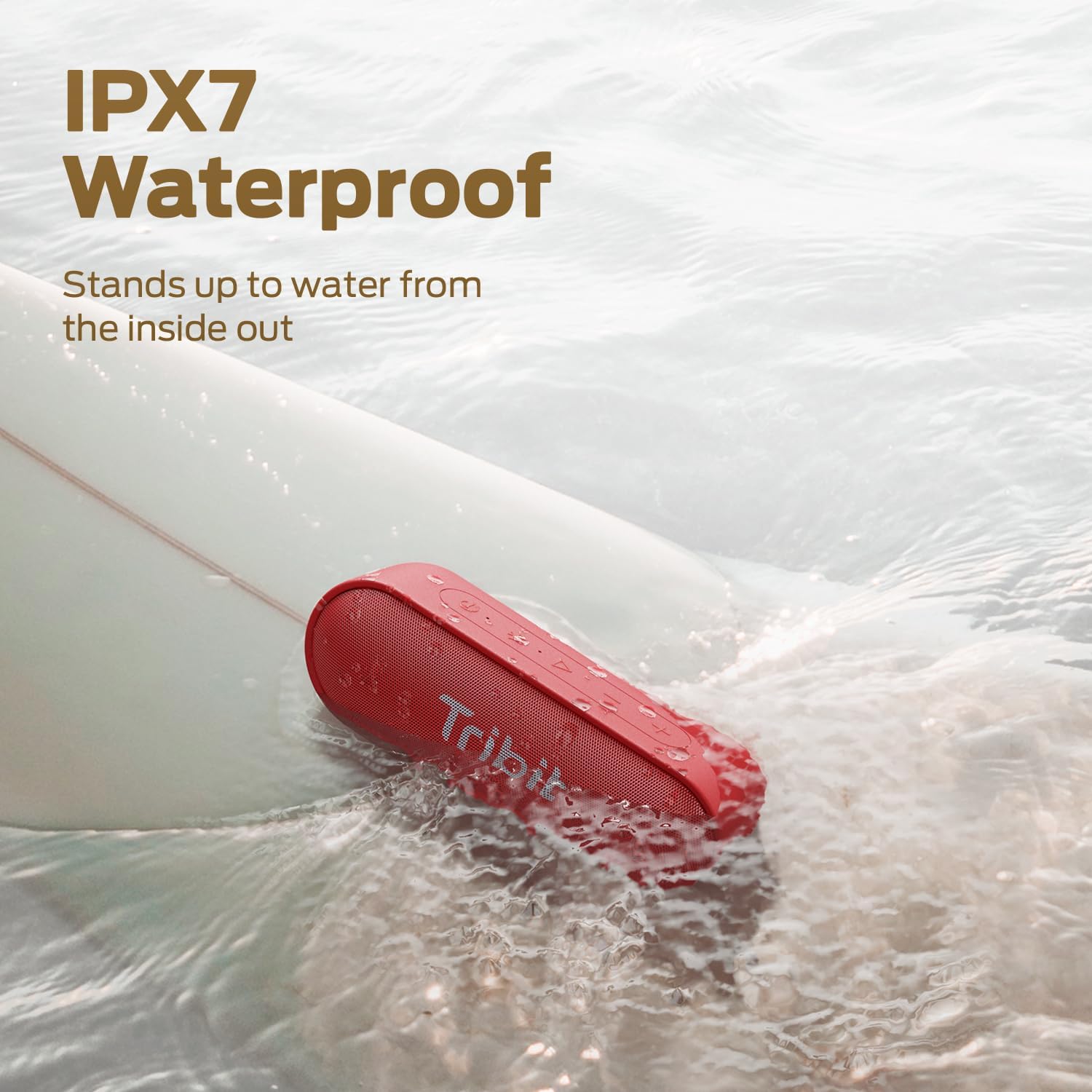 Tribit Bluetooth Speaker, XSound Go Speaker with 16W Loud Sound & Deeper Bass, 24H Playtime, IPX7 Waterproof, Bluetooth 5.0 TWS Pairing Portable Wireless Speaker for Home, Outdoor (Red)