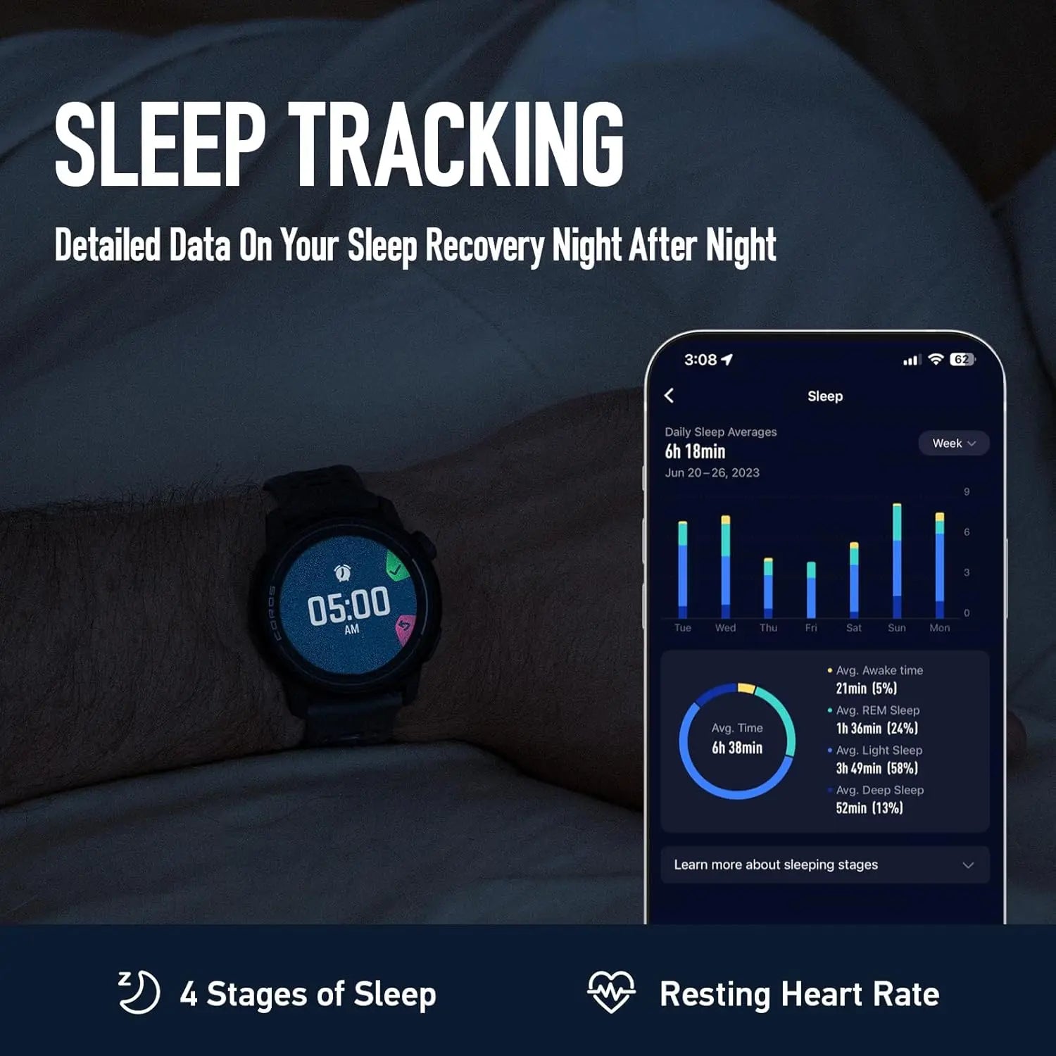 COROS Pace 3 GPS Sports Watch, Lightweight and Comfortable, 17 Days Battery Life, Dual Frequency GPS Running Watch, Heart Rate, Navigation, Sleep Tracking, Running (Nylon Ink)