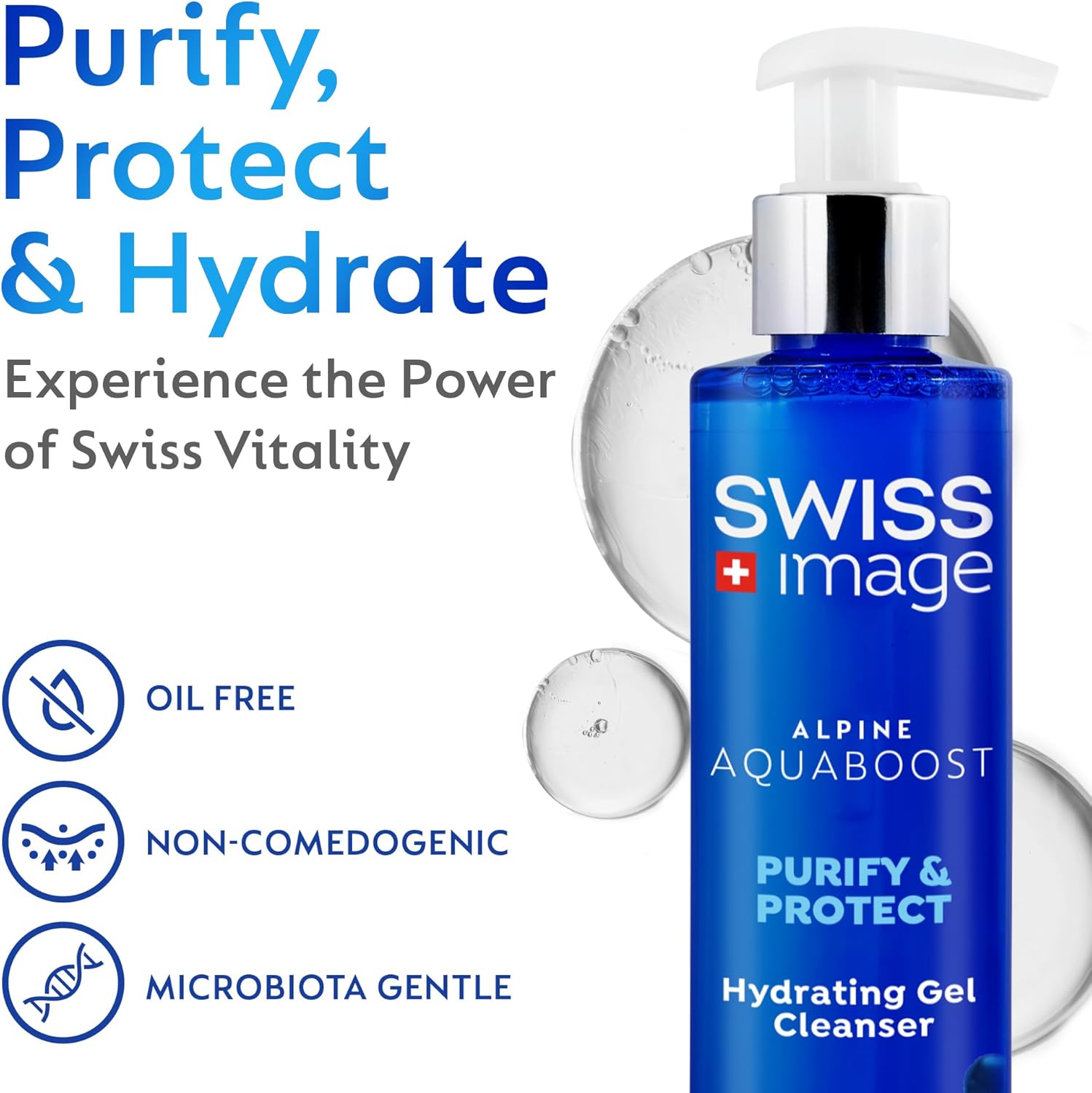 Aquaboost Hydrating Gel Cleanser With Hyaluronic Acid And Niacinamide 200 ml | Oil-Free, Deeply Hydrates, Plumps And Brightens Skin Lightweight, Non-Drying Formula | All Skin Types | Swiss Made