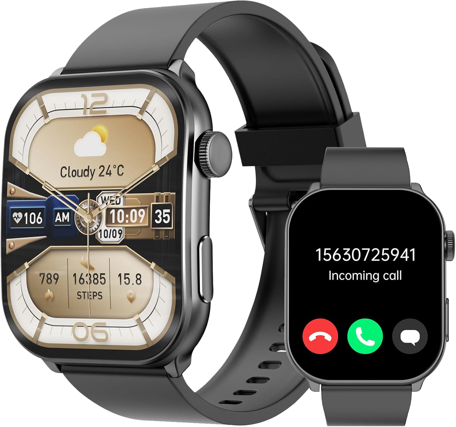 Smart Watch (Answer/Make Call), 2.1" Curved AMOLED Screen Smartwatch for Men Women, 100+ Sport Modes Fitness Tracker, Heart Rate Sleep SpO2 Monitor, IP68 Activity Trackers, Android and iOS Compatible