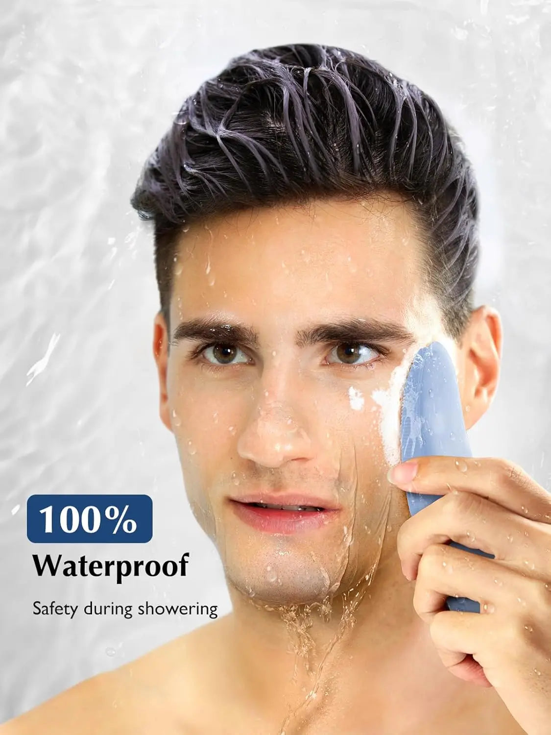 COSLUS Facial Cleansing Brush Silicone Face Scrubber: IPX7 Waterproof Rechargeable Face Wash Brush, 4 Cleansing Modes with Eye Protection, Electric Sonic Cleanser for Cleaning, Exfoliating, Massaging