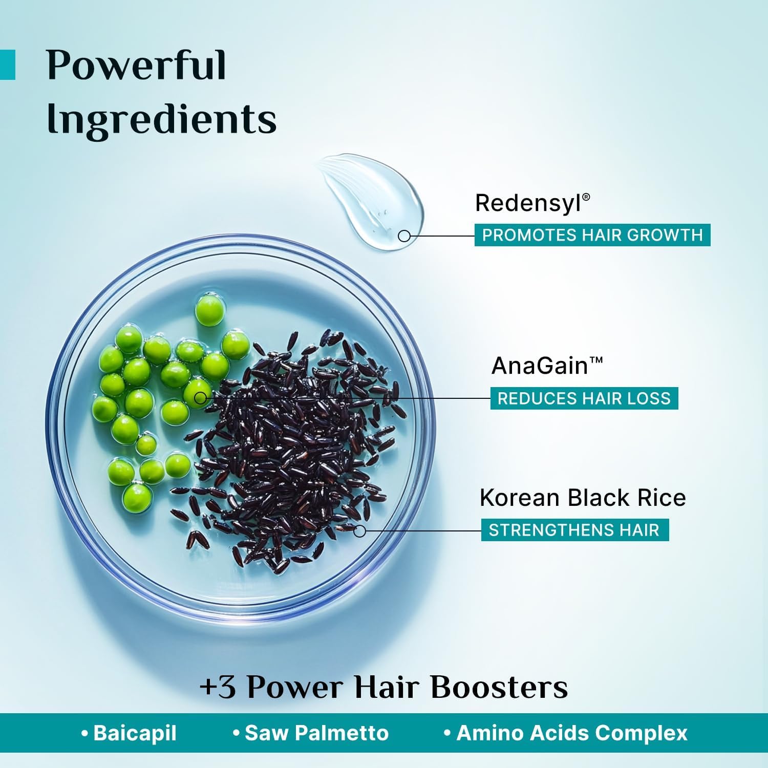 Pilgrim Redensyl 3% + Anagain 4% + Baicapil Advanced Hair Growth Serum (50ml) for Scalp with Korean Black Rice, Saw Palmetto | Control Hair Fall, Stimulate Hair Regrowth, Hair (50ml)