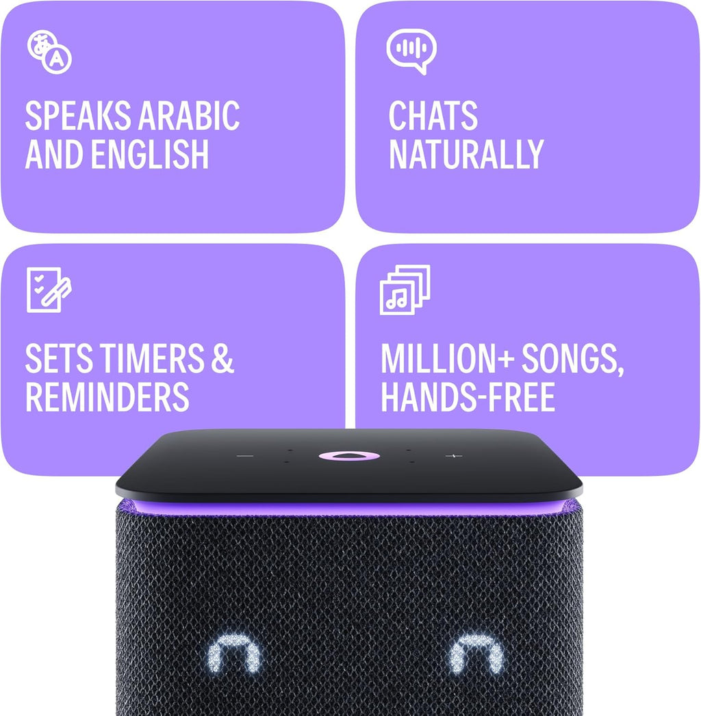Yango Yasmina Midi | Smart AI Speaker | Premium Sound, Deep Bass & Stereo Pairing | Speaks English & Arabic | YangoPlay unlimited Movies, Series, Music, Quran | Kids Teacher & Translator | Black