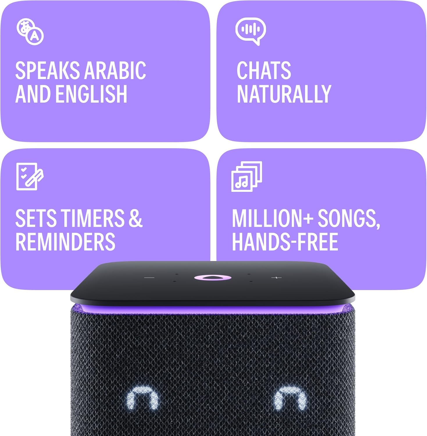 Yango Yasmina Midi | Smart AI Speaker | Premium Sound, Deep Bass & Stereo Pairing | Speaks English & Arabic | YangoPlay unlimited Movies, Series, Music, Quran | Kids Teacher & Translator | Black