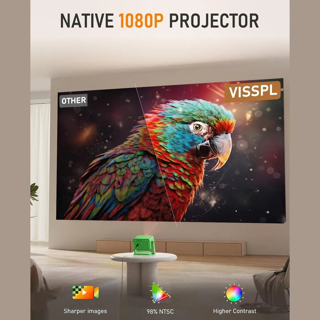 Netflix Official & Dolby Audio Projector, VISSPL Autofocus/Trapezoidal Correction Projector with WiFi Bluetooth, 26000 Lumens Full HD 1080P Projector Supports 4K, 50% Zoom Home Cinema Video Projector