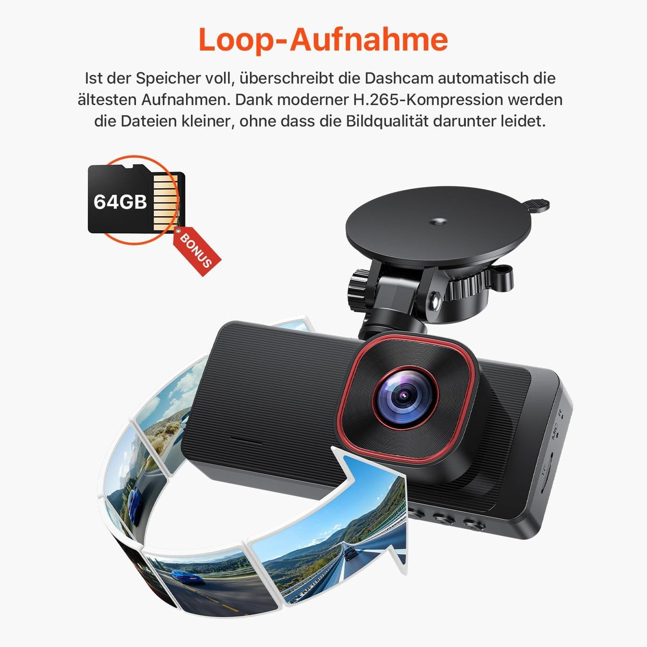 Bestsee 1080P Dash Cam Car Front Rear and Indoor with 64GB SD Card, Car Camera with Parking Surveillance, Motion Detection, Infrared Night Vision, G-Sensor, Loop Recording, WDR, Viewing Angle