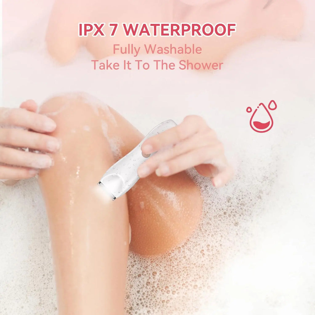 IPX7 waterproof white electric bikini trimmer safe for shower use