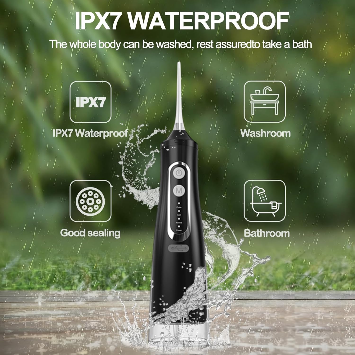 Anmir Water Dental Flosser Professional Irrigator for Dental & Oral Care with 4 Tips 4 Modes 310mL Large Capacity IPX7 Rechargeable and Portable Cordless Deep Clean Teeth for Home & Travel(Black)