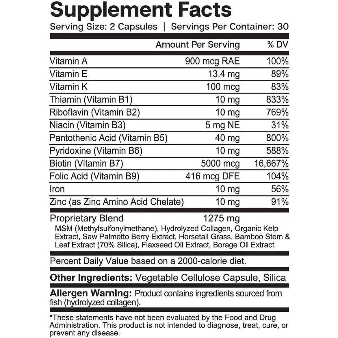 Essential Elements® Hair Hero™ - Hair Vitamins for Men - Broad-Spectrum Support with 5000 mcg Biotin - 60 Count - 30 Servings