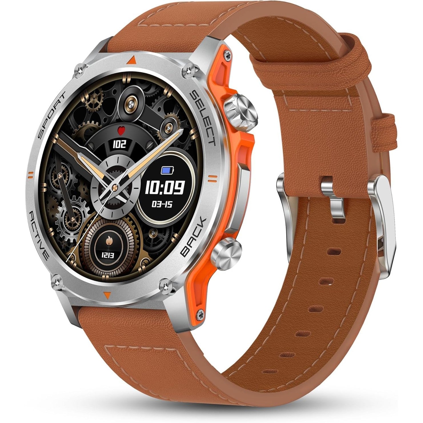 Smart Watch, 1.43''AMOLED 45mm Military Smartwatch Men Women Answer/Make Call, Digital Fitness Watch, 110+ Sports, Blood Pressure, Heart Rate, Stress Monitor Sports Watch for Android or iOS