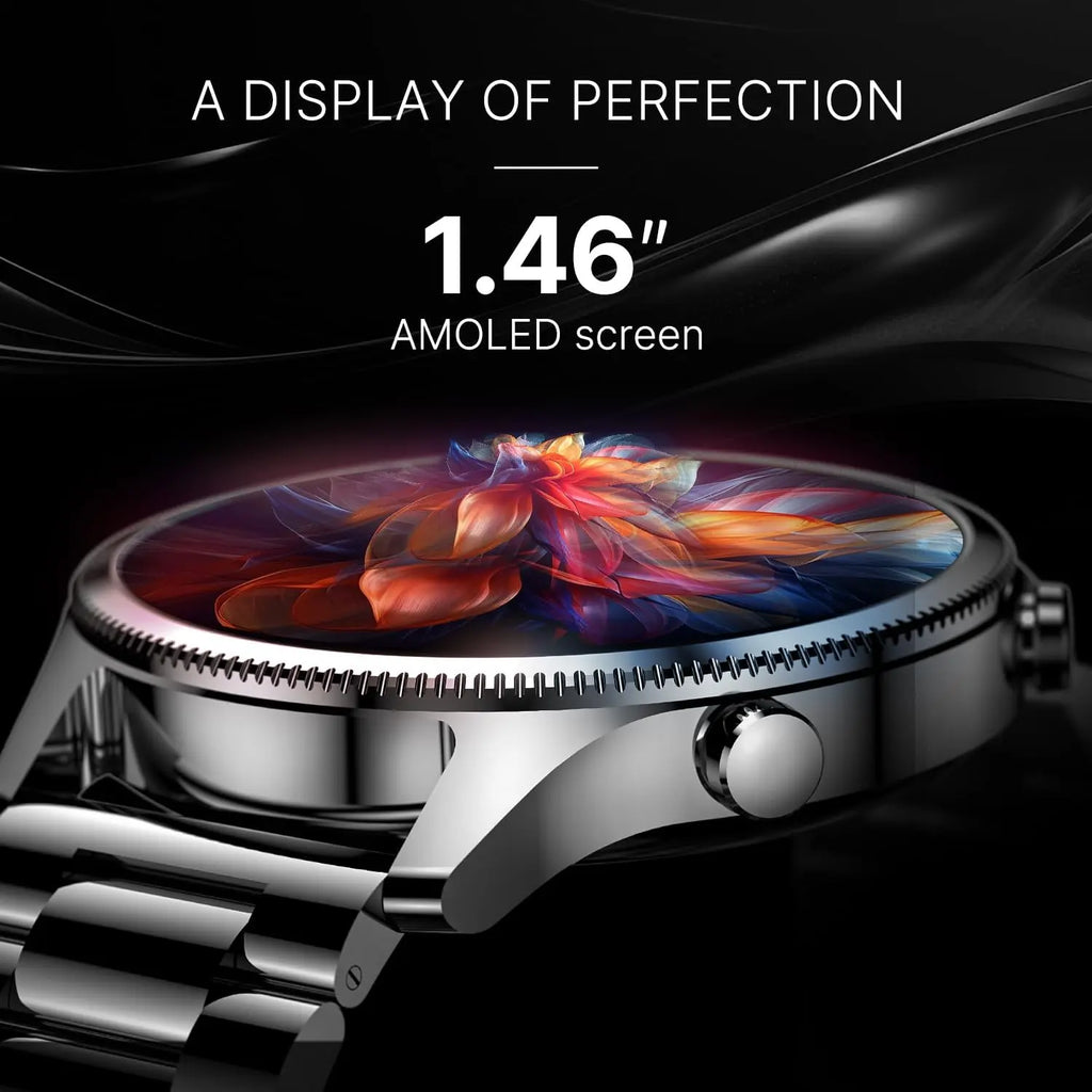 Noise Halo Plus 1.46 Inch Super AMOLED Display Elite Smart Watch, Bluetooth Calling, Stainless Steel Build, Metal Straps, Always on Display, Upto 7 Days Battery, Effortless Communication
