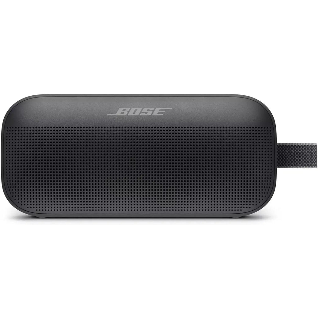 Front view of black Bose SoundLink Flex dense circular perforated grille design