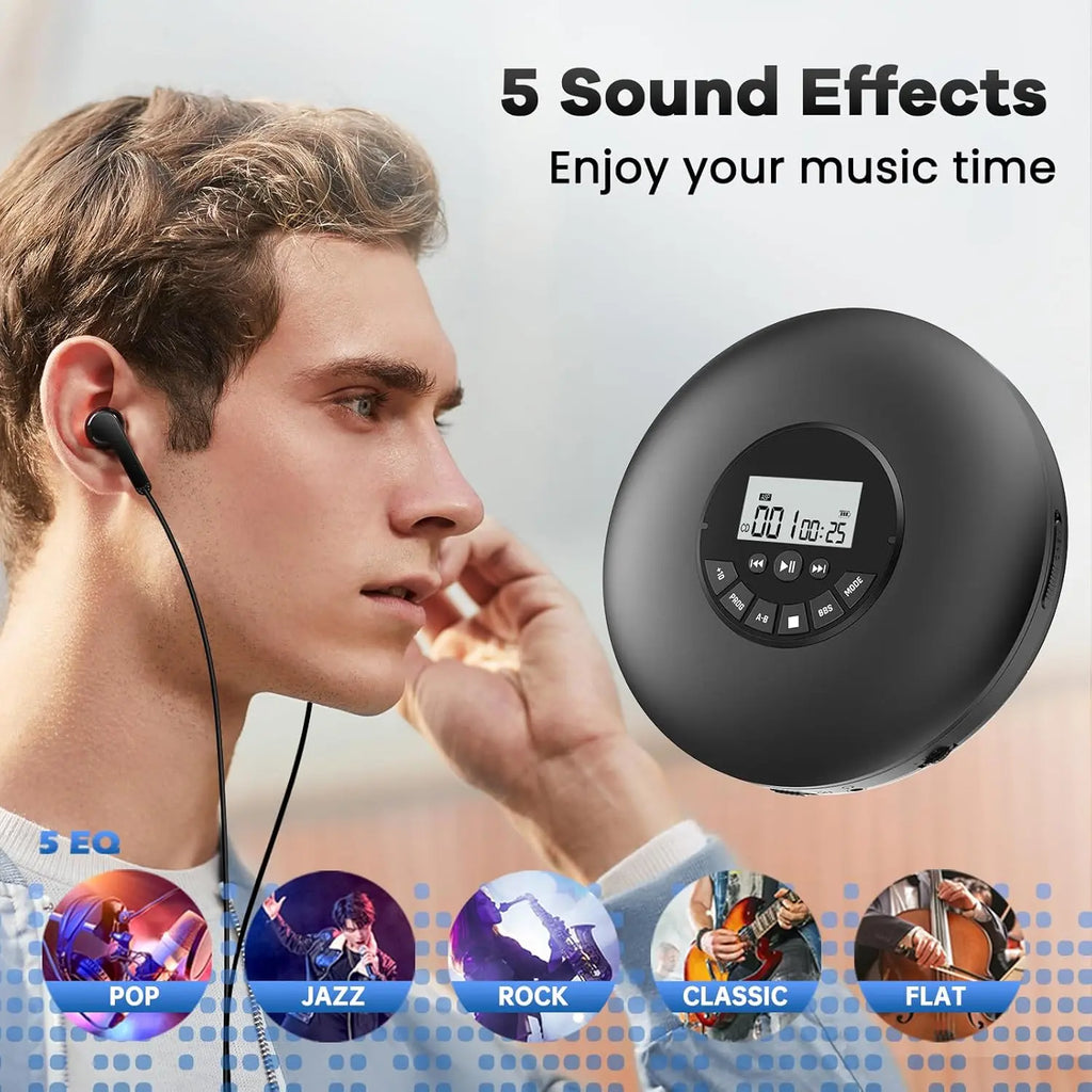 Arafuna Portable CD Player-Compact Discman CD Player-Personal Music Player with CD-R & CD-RW Playback Anti-Skip Protection, Programmable Tracks - Earphones Included