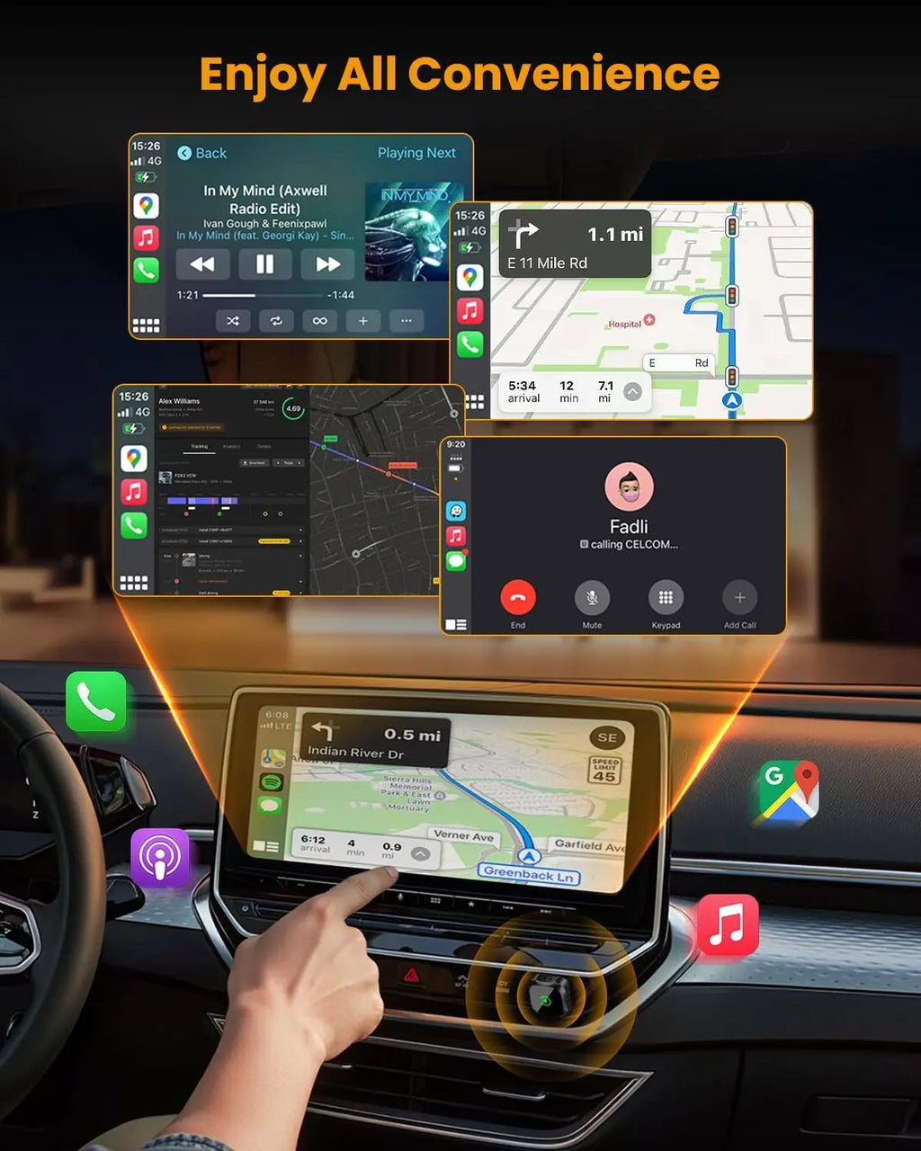 Wireless CarPlay Adapter for Iphone & Android - Converts Wired to Carplay Wireless Adapter, Mini USB Apple Car Play, Plug and Play, Fast Stable Connection, Dongle for Car Stereo