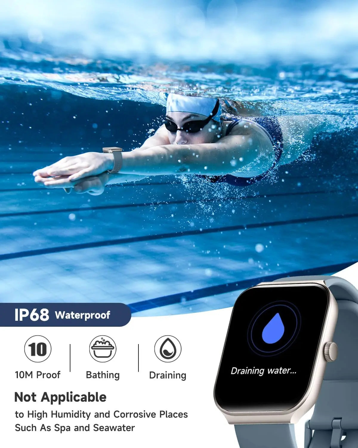 TOOBUR Smart Watch for Women Alexa Built-in, 1.95" Fitness Watch with Answer/Make Calls, IP68 Waterproof/Heart Rate/Sleep Watch/100 Sport Modes, Smartwatch Compatible Android iOS