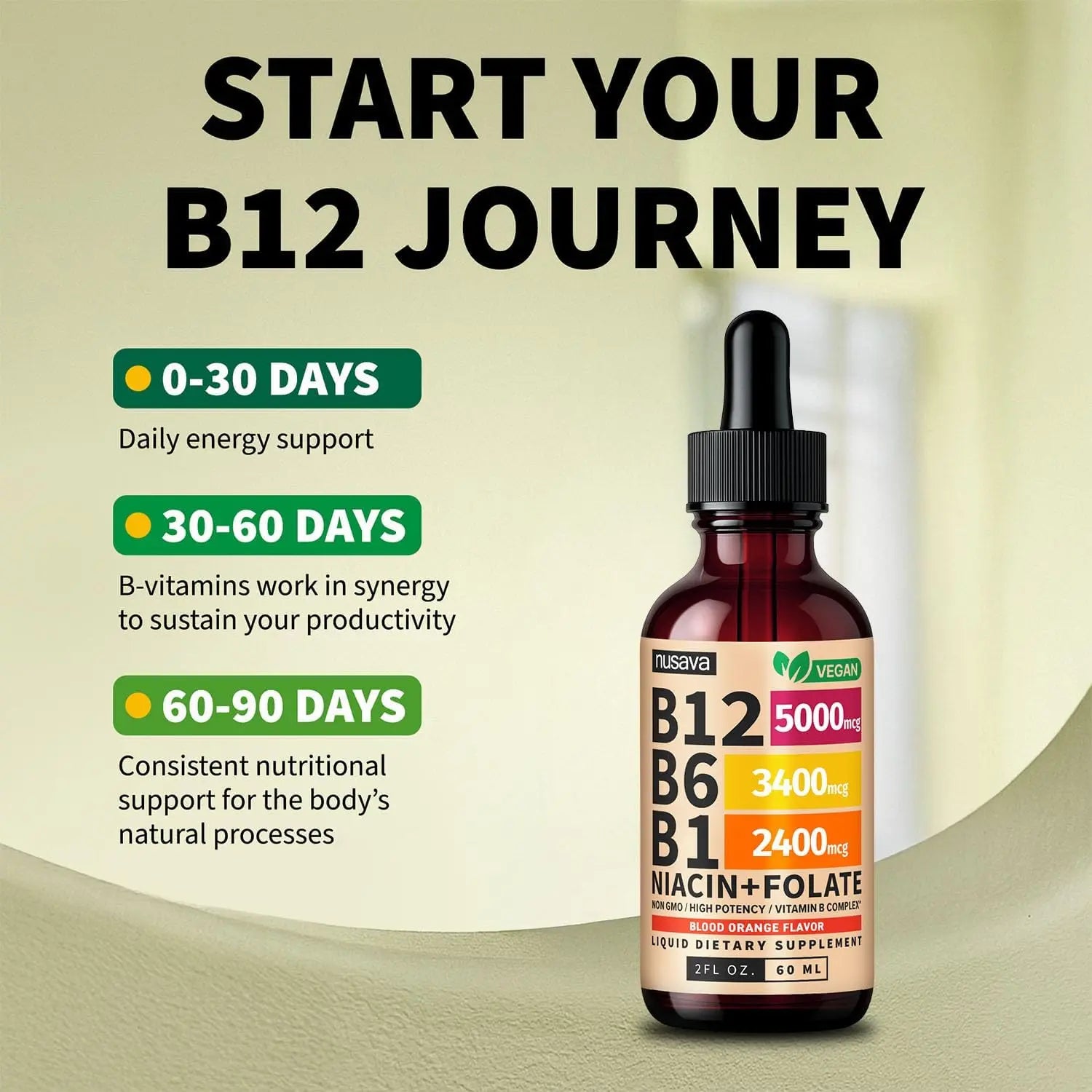 (2 Pack) Vitamin B12 and B6 Liquid Drops, B12 Sublingual Vitamin B Complex - B 12 Vitamin 5000mcg - B12 Methylcobalamin for Energy, Brain, Heart Support with 27,200 mcg, Crimson Orange, 80 Servings